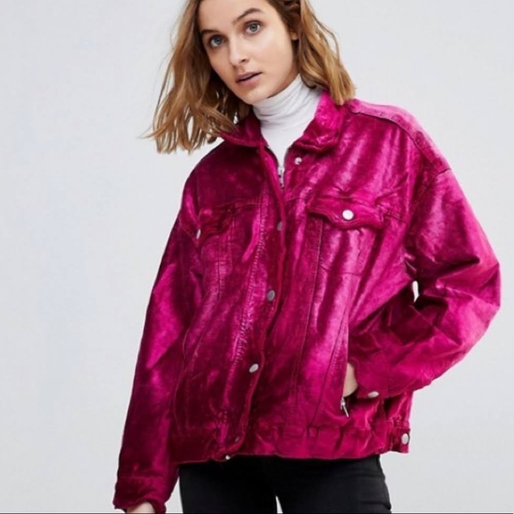 NWOT- Free People Fuchsia Velvet Coat